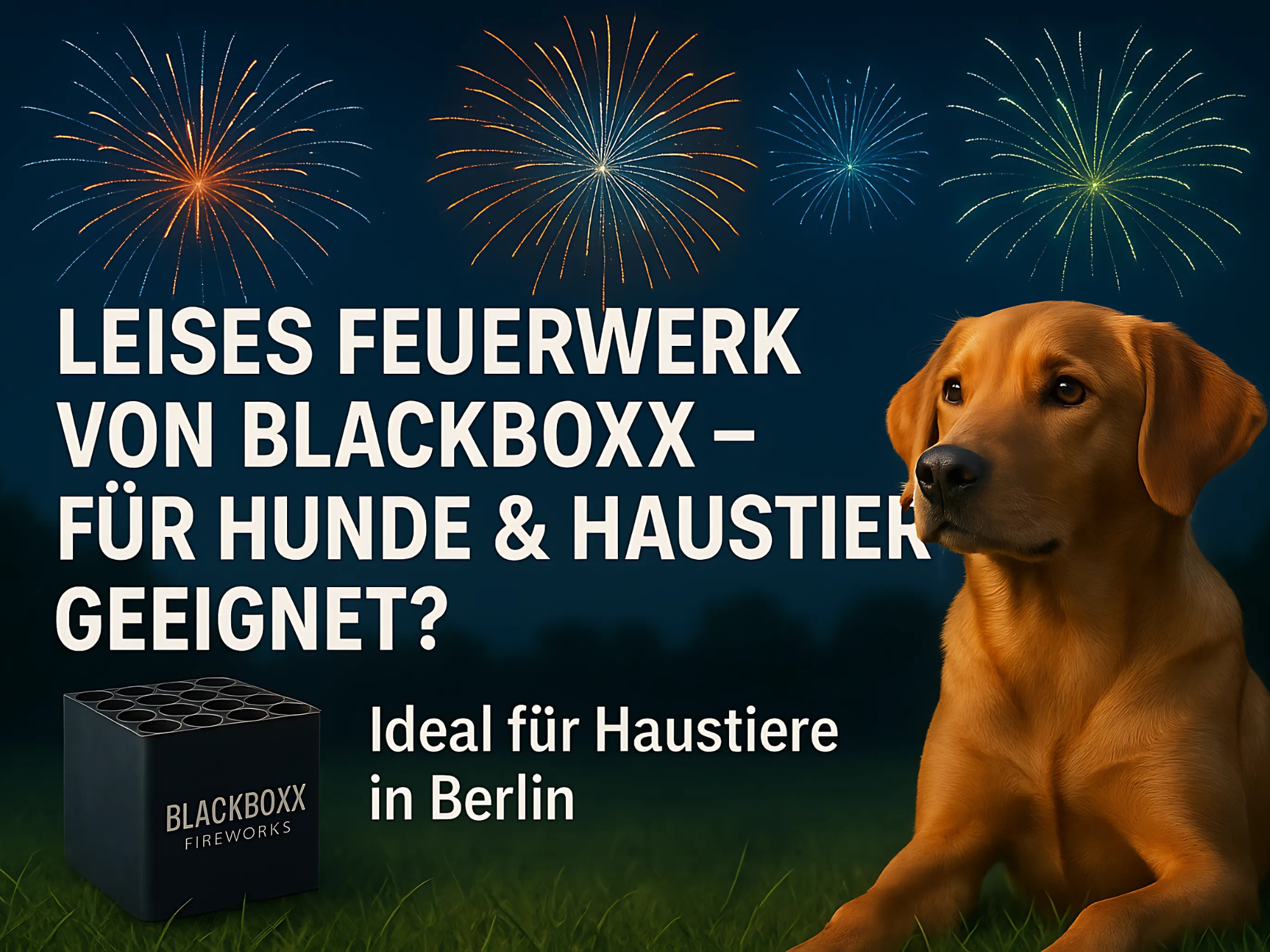 Hund mit Feuerwerk, leises Feuerwerk