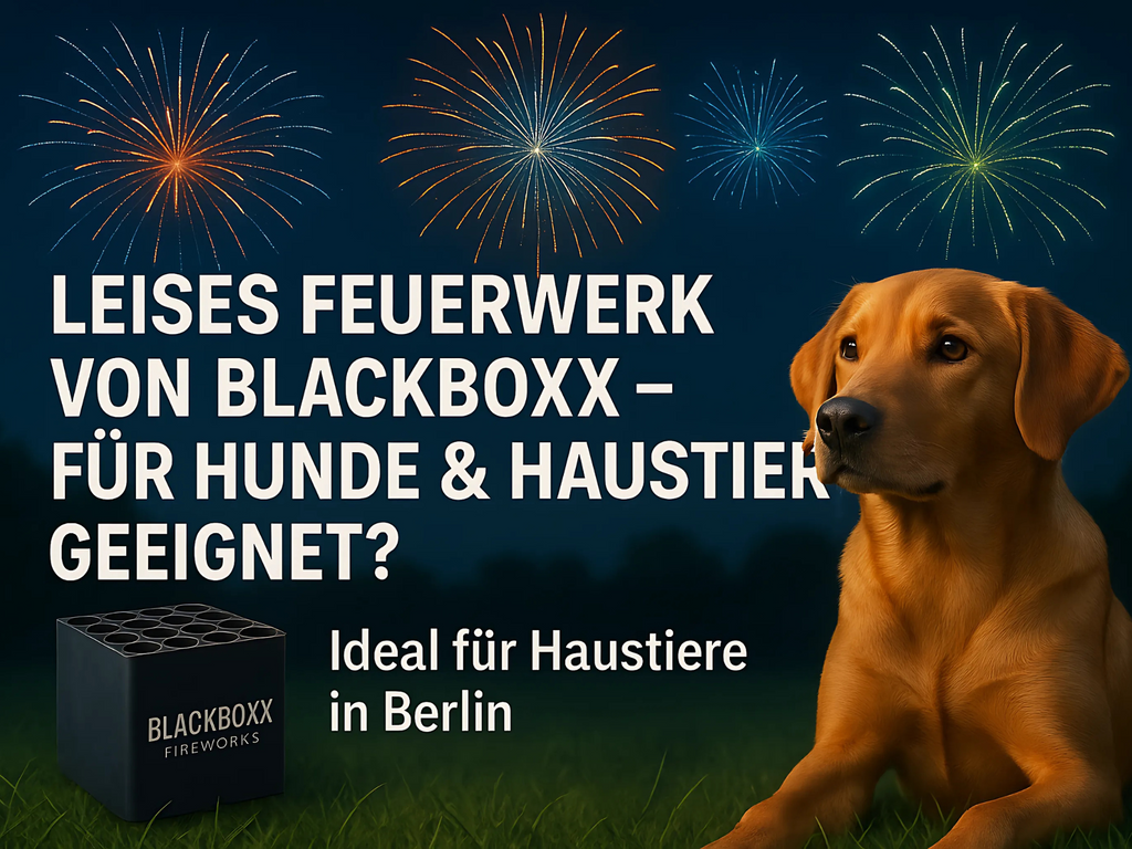 Hund mit Feuerwerk, leises Feuerwerk