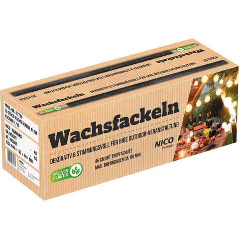 Wachsfackel, 45 cm, 20er-Karton
