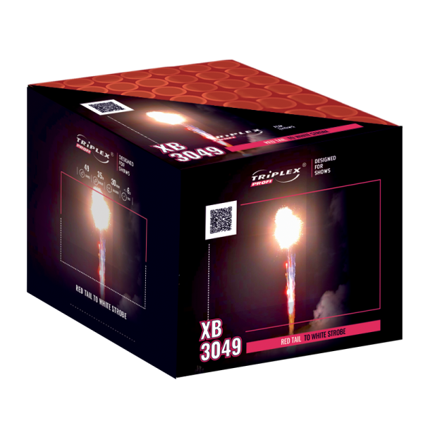 XB3049 49S 1.2'' BATERIA RED TAIL TO WHITE STROBE F3 - Lichtenrader Feuerwerkverkauf