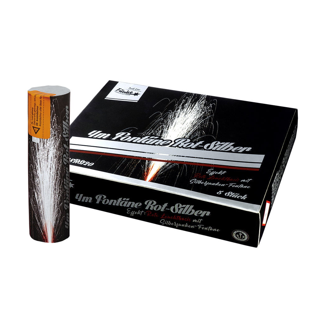 4m Fontäne Rot-Silber (Batch 2020) - Lichtenrader Feuerwerkverkauf