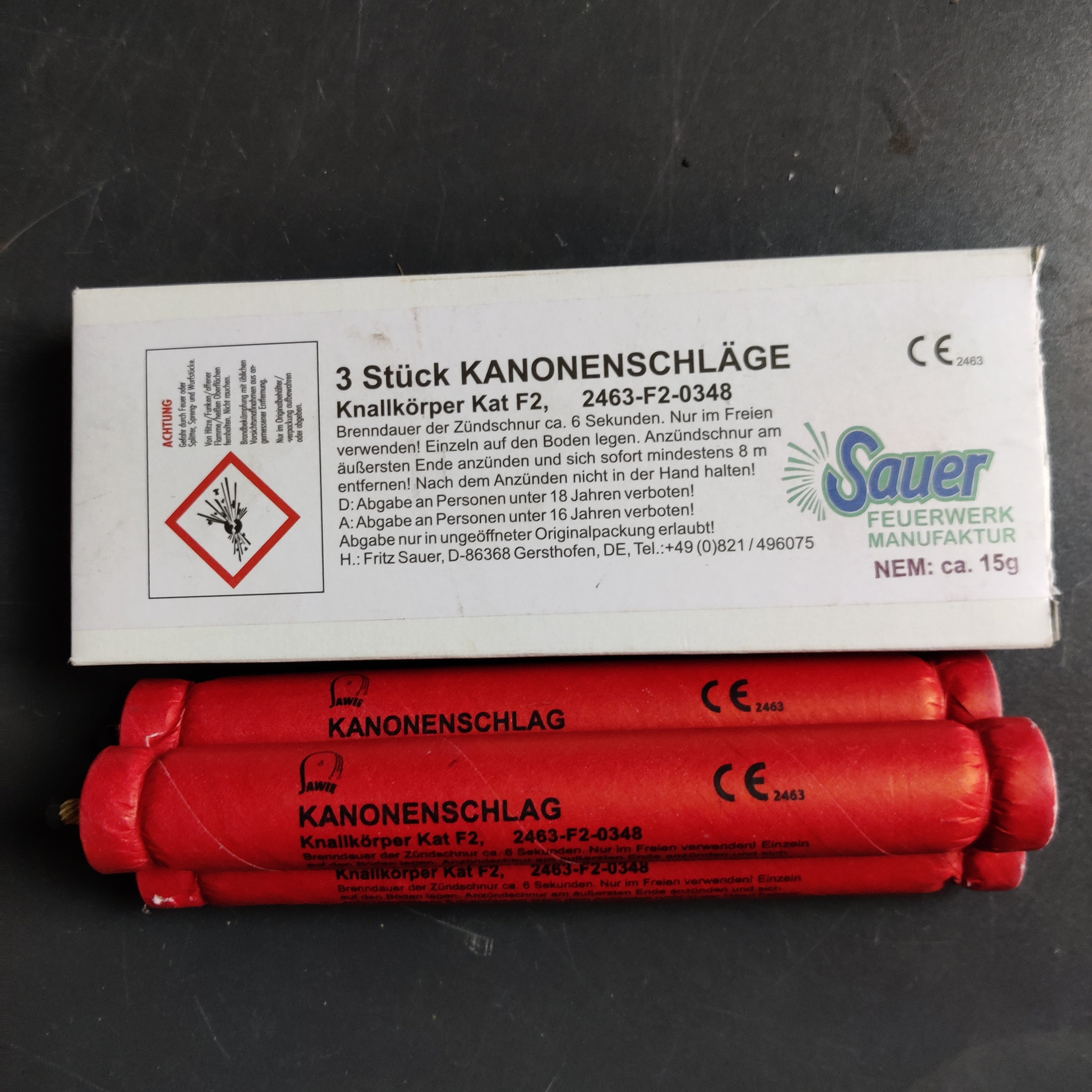 Sauer Kanonenschlag 3er - Made in Germany - - Lichtenrader Feuerwerkverkauf