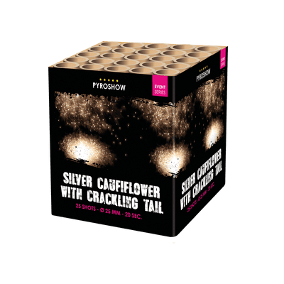 Pyroshow 2690 Cake - Silver cauliflower with crackling tail & mine - Lichtenrader Feuerwerkverkauf